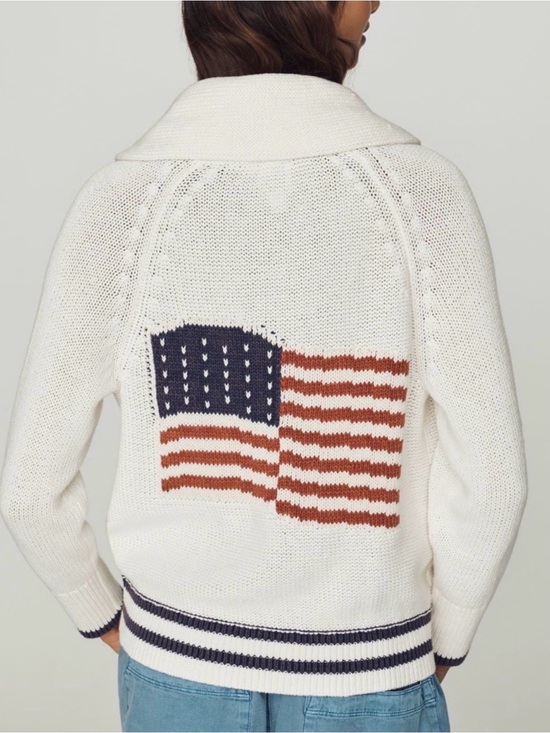 Maeve Sweaters - Anthropologie Maeve Lawson American Flag Shawl Collar Cardigan - White